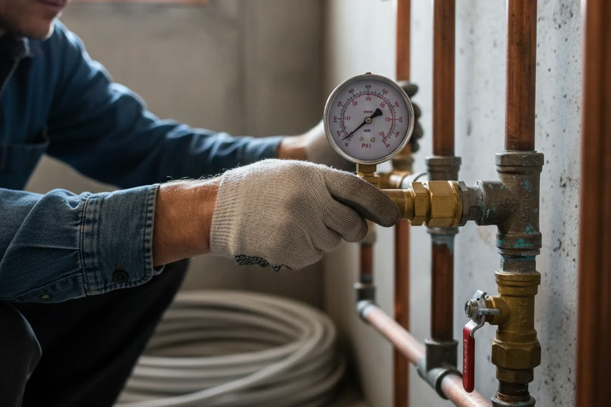 Pressure testing a repaired line during Water Line Repair in Waxhaw