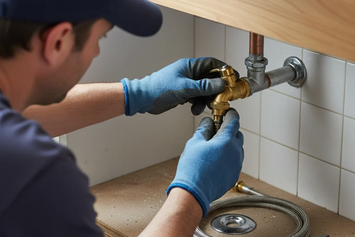 Shutoff valve and fitting work during Burst Pipe Repair in Waxhaw